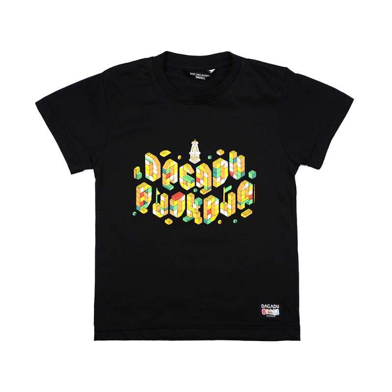 Dagadu Kaos Anak Usia 0-7 Tahun Bricks - Hitam