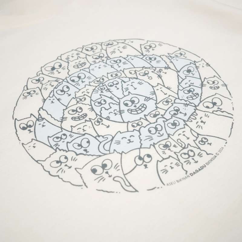 Dagadu Kaos Anak Usia 7-14 Tahun Kucing Doodle - Off White