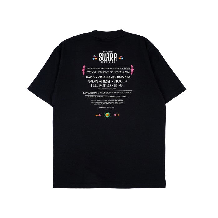 Dagadu Official Merch Swara Prambanan 2024 Kaos Swara Line Up - Hitam