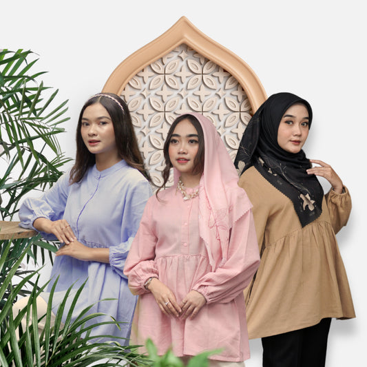 Bundling XCIV By Dagadu 1994 - Tunik & Scraf - Denim S, Hijau Emerald