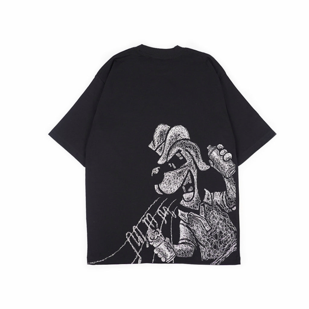 Kaos Oversize Official Merch Shaggydog Scribble x Dagadu - Hitam
