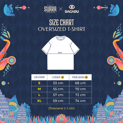 Dagadu Official Merch Swara Prambanan 2024 Kaos Oversize Swara Note - Blue