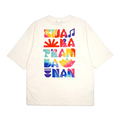 Dagadu Official Merch Swara Prambanan 2024 Kaos Oversize Swara Colorful - Off White