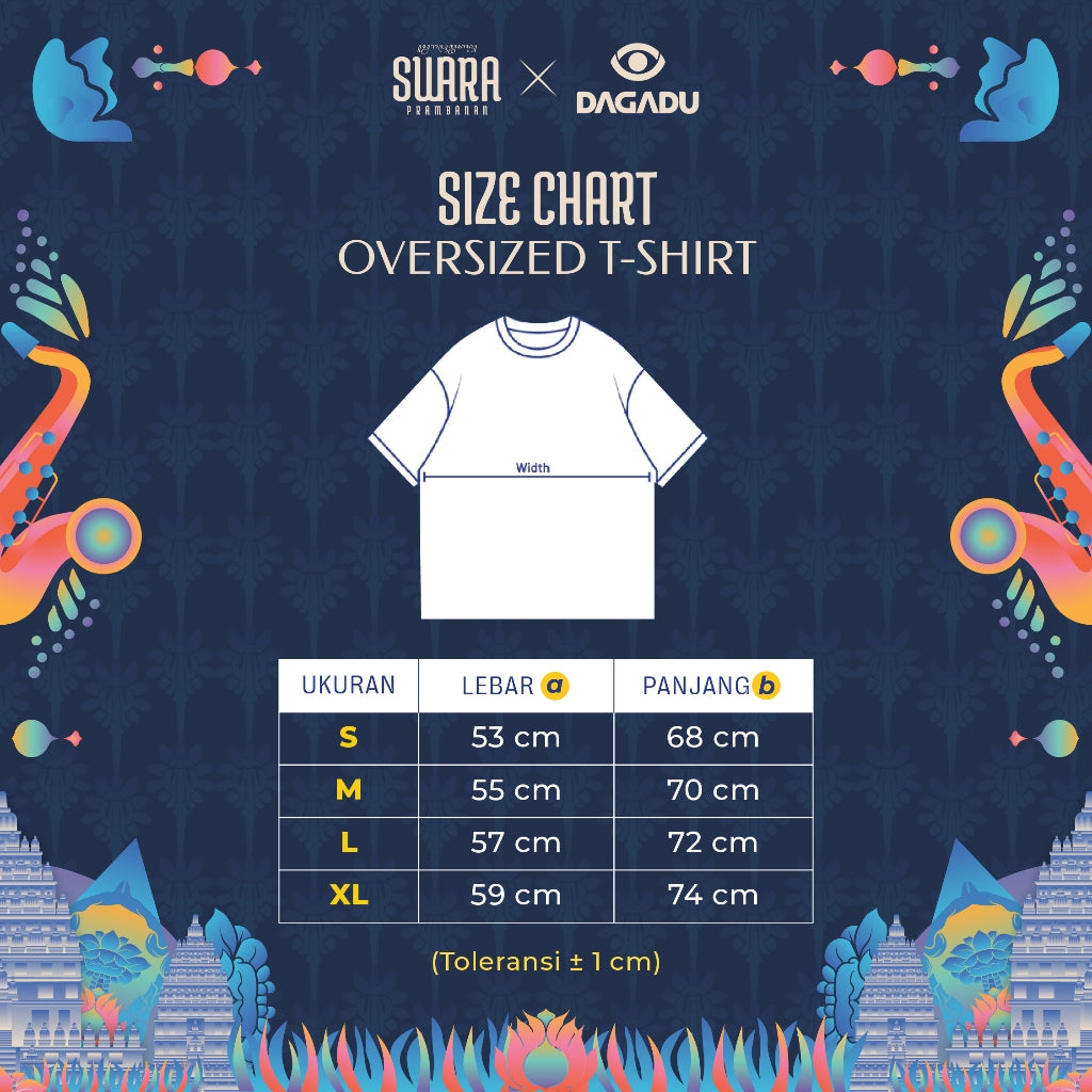 Dagadu Official Merch Swara Prambanan 2024 Kaos Oversize Swara Colorful - Off White