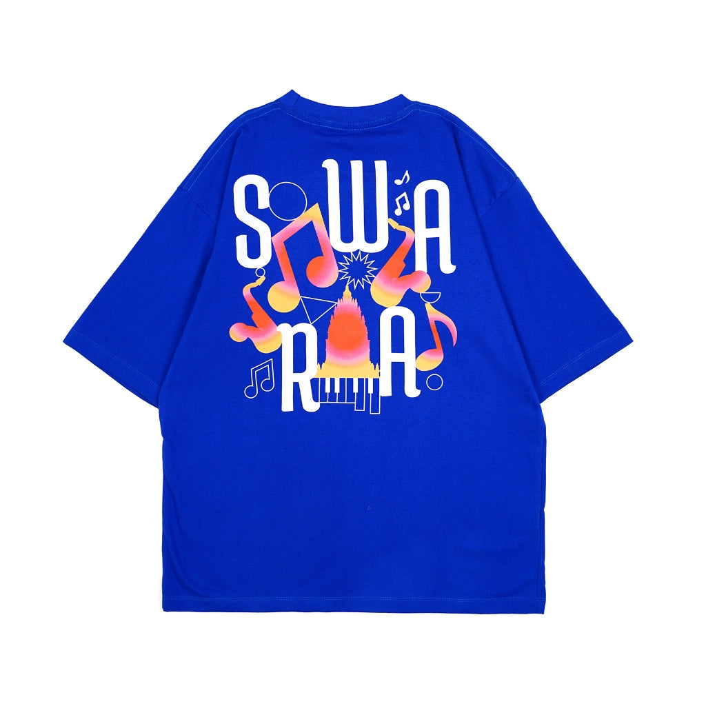 Dagadu Official Merch Swara Prambanan 2024 Kaos Oversize Swara Note - Blue