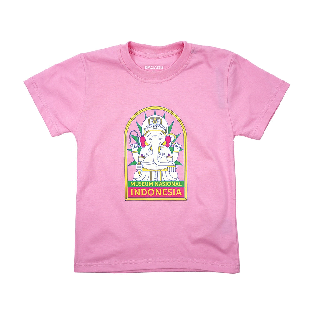 Dagadu Official Merch Museum Nasional Indonesia Kaos Anak - Pink