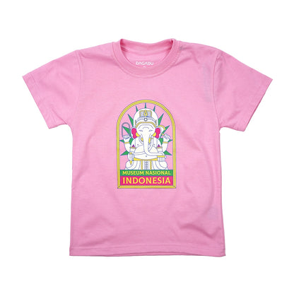 Dagadu Official Merch Museum Nasional Indonesia Kaos Anak - Pink