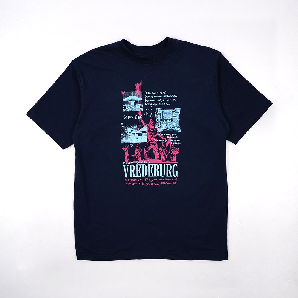 Dagadu Official Merch Museum Benteng Vredeburg Kaos - Navy