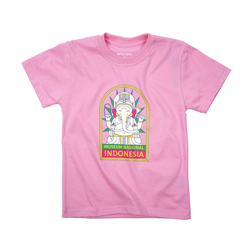Dagadu Official Merch Museum Nasional Indonesia Kaos Anak - Pink