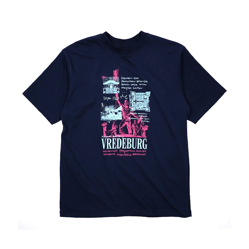 Dagadu Official Merch Museum Benteng Vredeburg Kaos - Navy