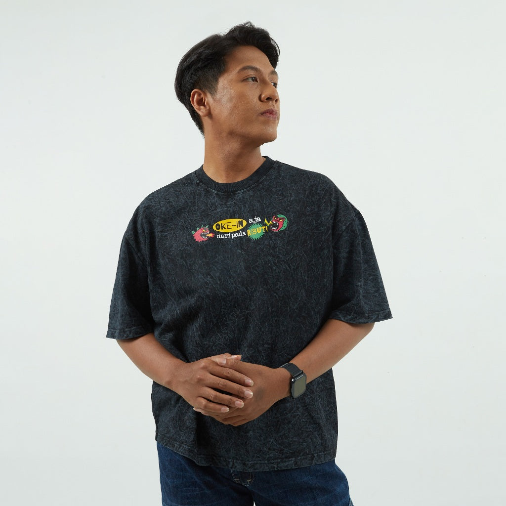 Dagadu T-Shirt Boxy Washed Oke - Black Washed