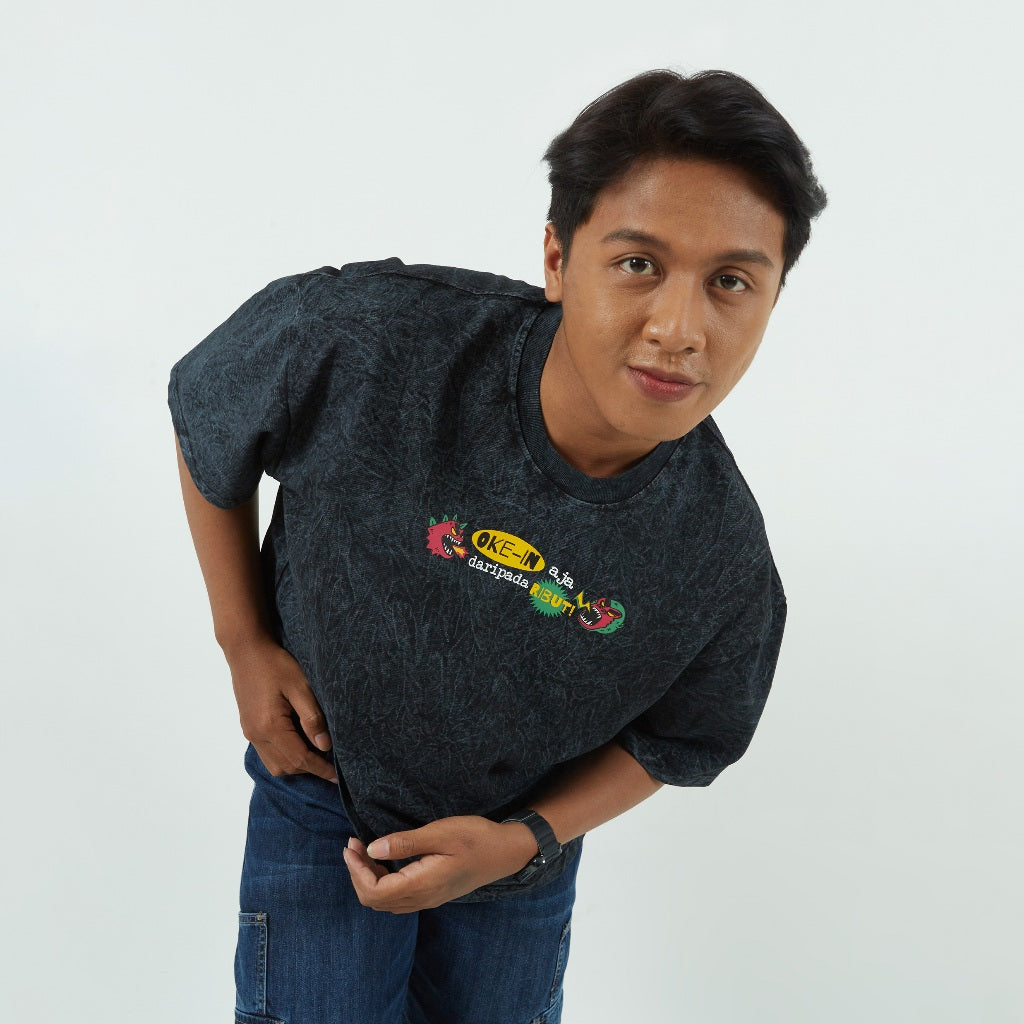 Dagadu T-Shirt Boxy Washed Oke - Black Washed
