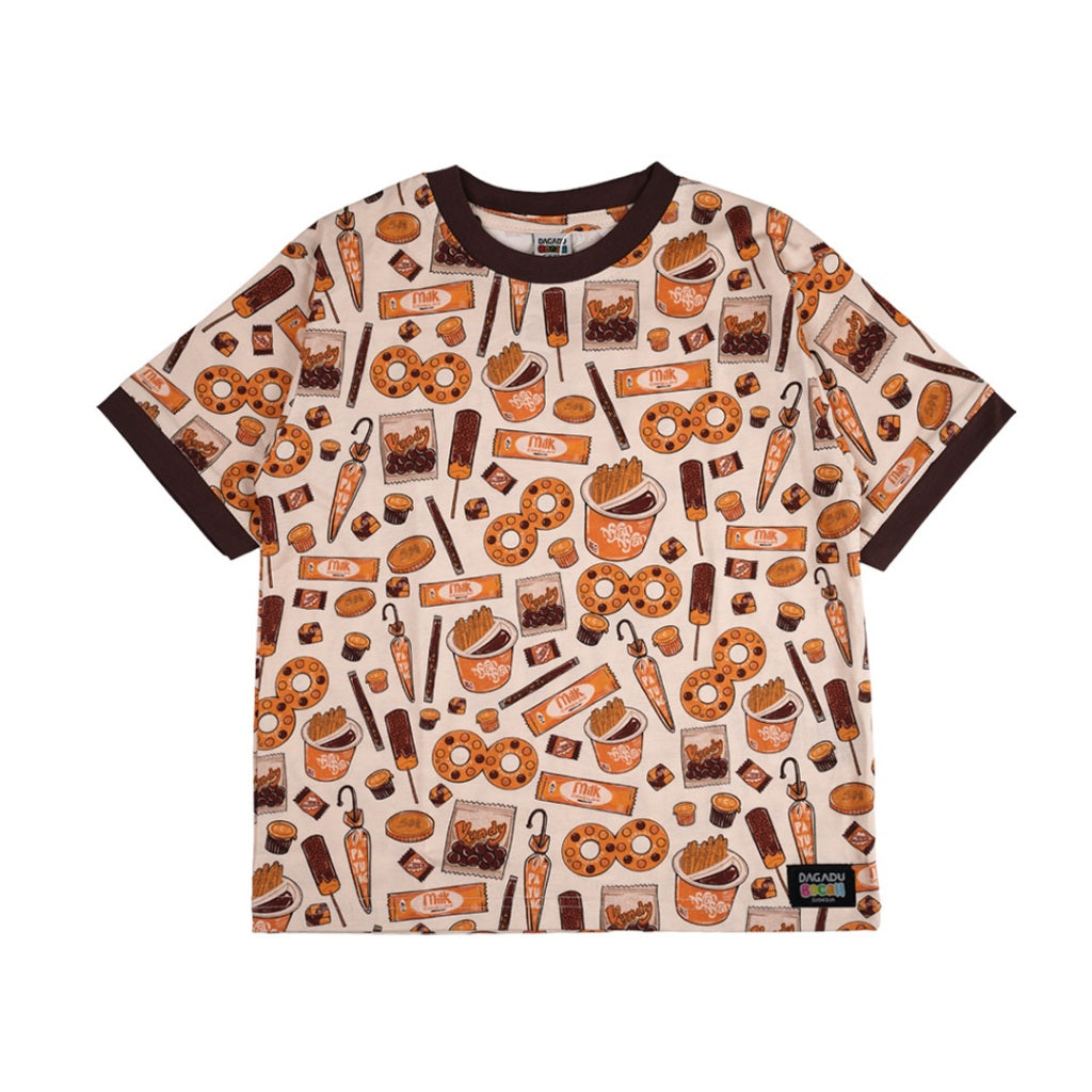 Dagadu Kids T-Shirt Set Coklat | Kaos Anak Laki-laki Perempuan | Baju Set Kaos dan Celana |Cotton Combed
