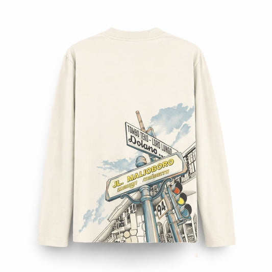 Dagadu T-shirt Long Sleeve Regular Malioboro I Kaos Lengan Panjang Pria Wanita Unisex I Cotton Combed