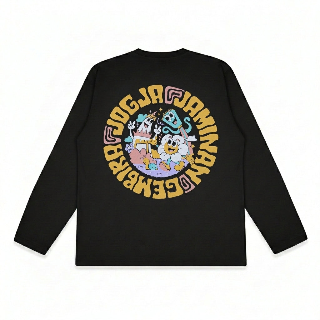 Dagadu T-Shirt Long Sleeve Djokdja Gembira | Kaos Lengan Panjang Pria Wanita | Cotton Combed