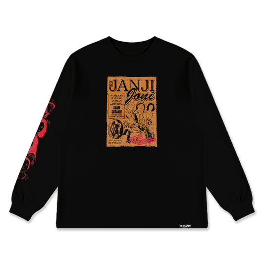 Kaos Rib Long Sleeve Merch Janji Joni x Dagadu Tepat Waktu - Hitam