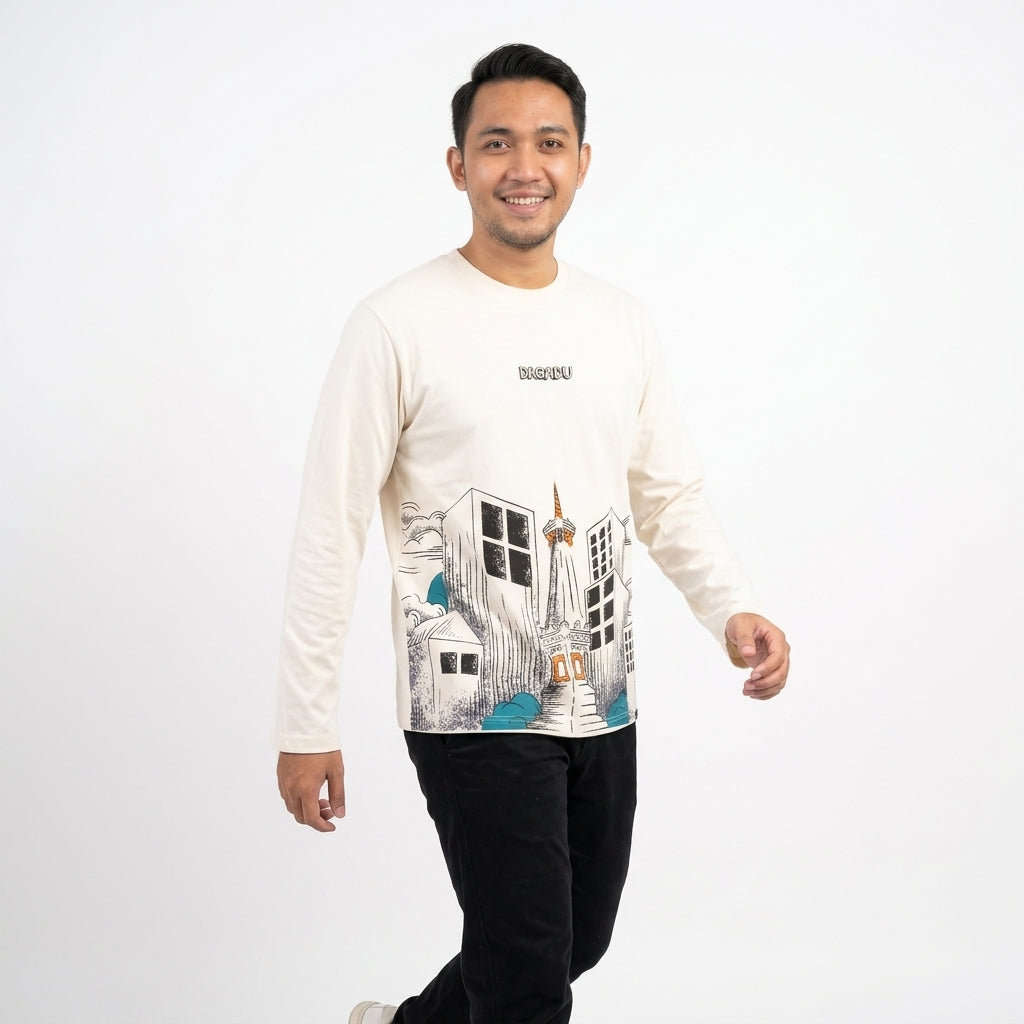 Dagadu Kaos Pria Lengan Panjang Reguler Scape Cotton Combed 24S