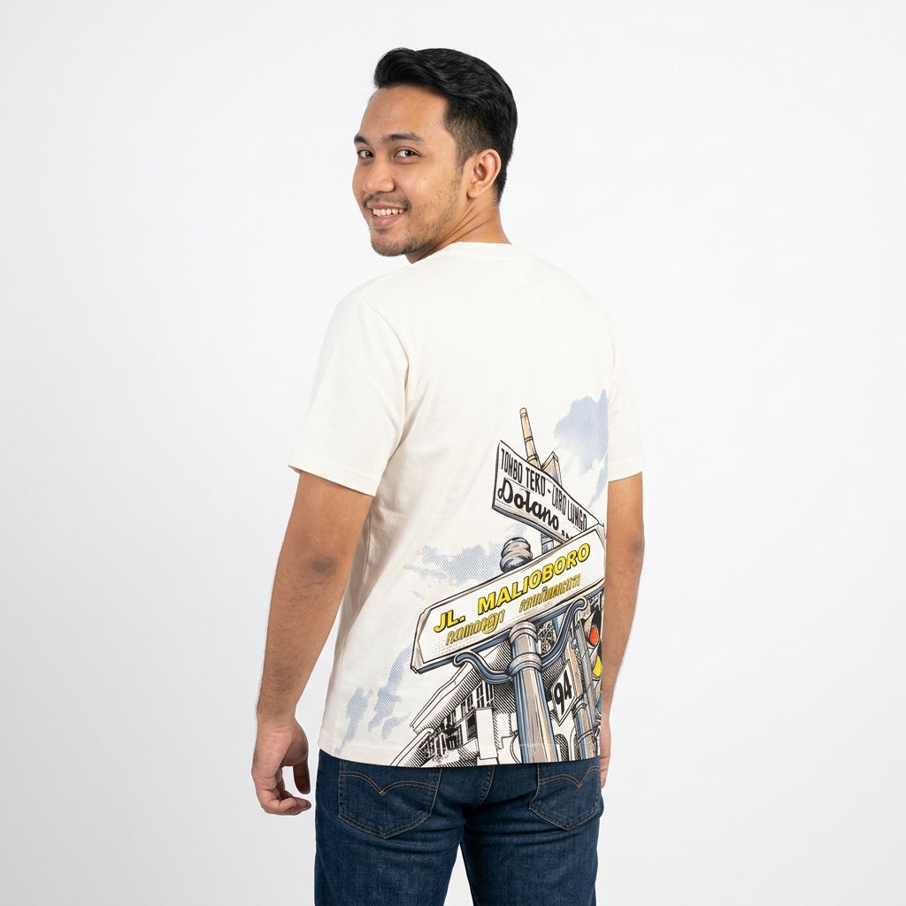 Dagadu Kaos Pria Lengan Pendek Reguler Jalan Malioboro Cotton Combed 24S