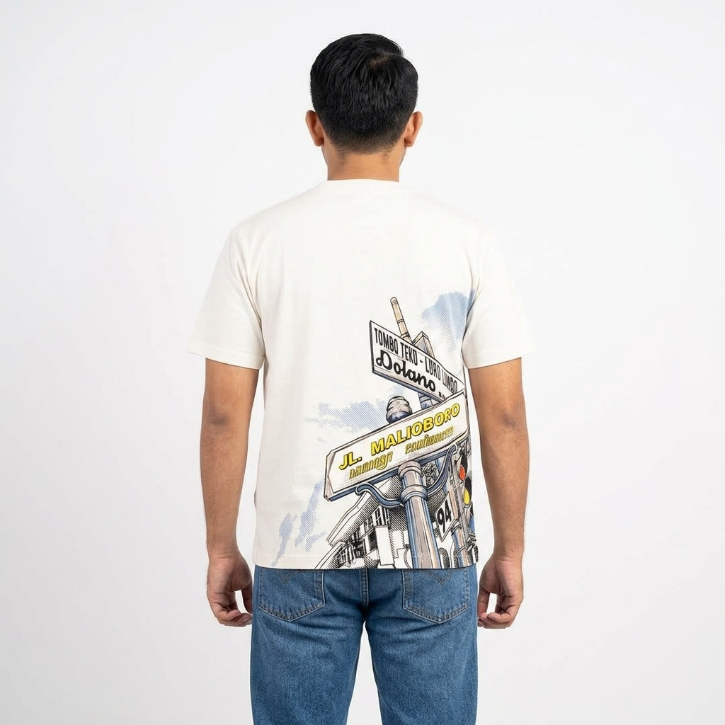 Dagadu Kaos Pria Lengan Pendek Reguler Jalan Malioboro Cotton Combed 24S