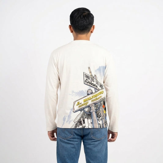 Dagadu Kaos Pria Lengan Panjang Reguler Jalan Malioboro Cotton Combed 24S