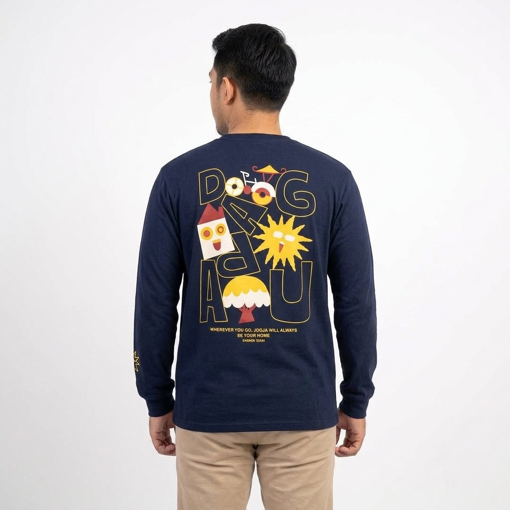 Dagadu Kaos Pria Lengan Panjang Reguler Rib Wherever You Go Cotton Combed 24S