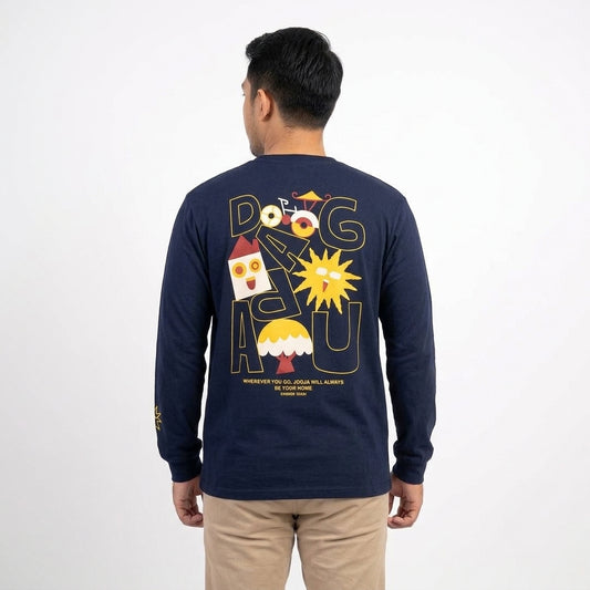 Dagadu Kaos Pria Lengan Panjang Reguler Rib Wherever You Go Cotton Combed 24S