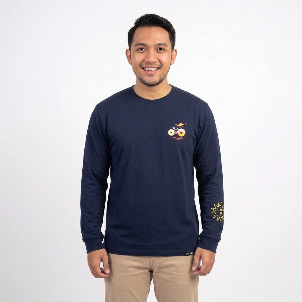 Dagadu Kaos Pria Lengan Panjang Reguler Rib Wherever You Go Cotton Combed 24S