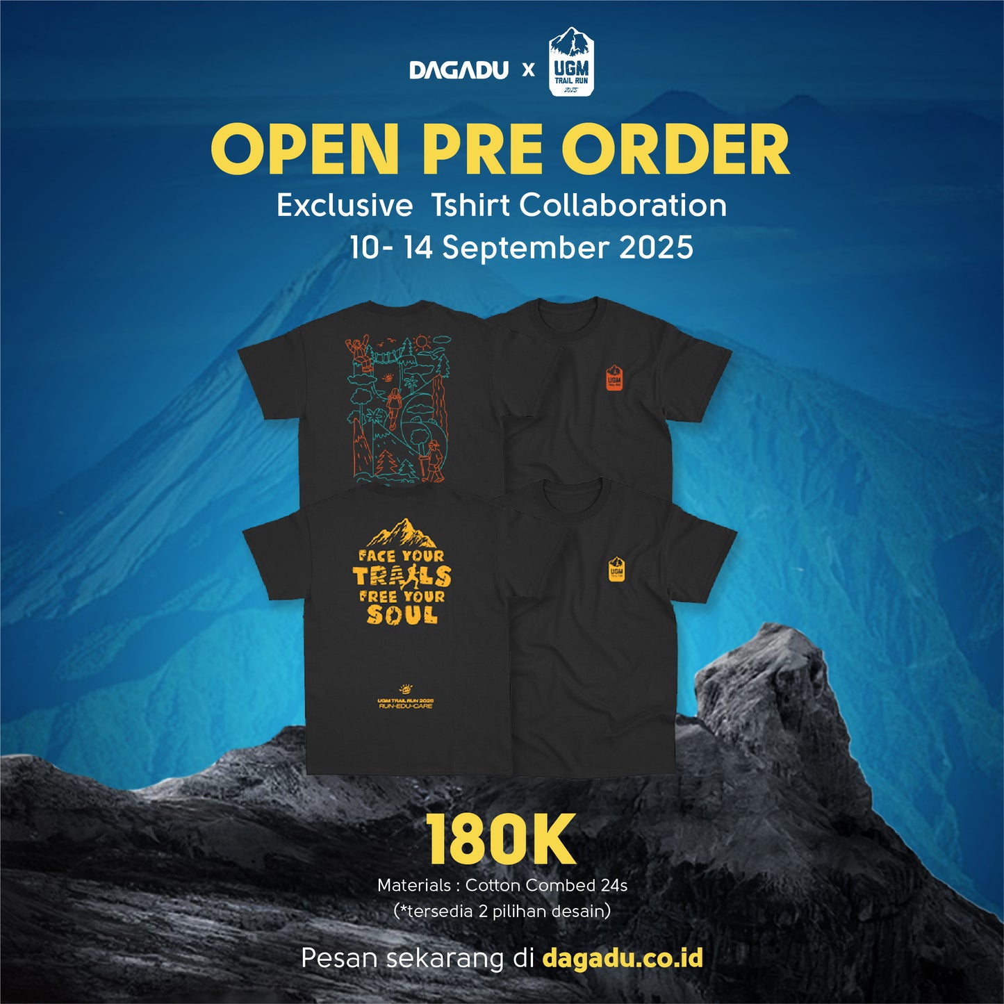 Pre-Order Kaos Merch UGM Trail Run X Dagadu V1 - Hitam